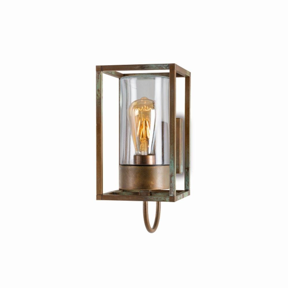 Caged Urban Aged Brass Garden Wall Lamp | Moretti Luce 3362 Cubic