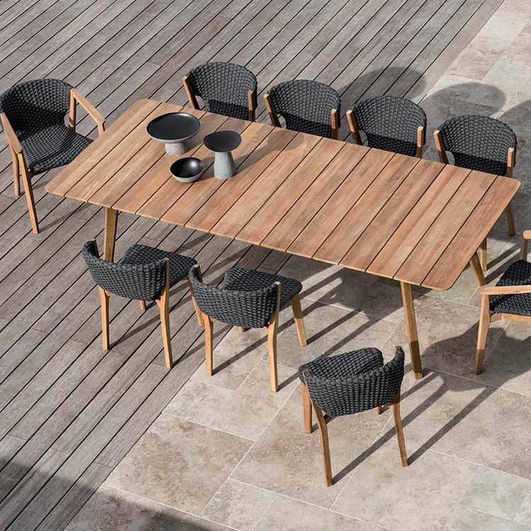 Luxury Outdoor Teak Dining Set | High-End Rectangular Dining Table | Modern Outdoor Dining Chairs | Designed and Made in Italy | Ethimo Knit
