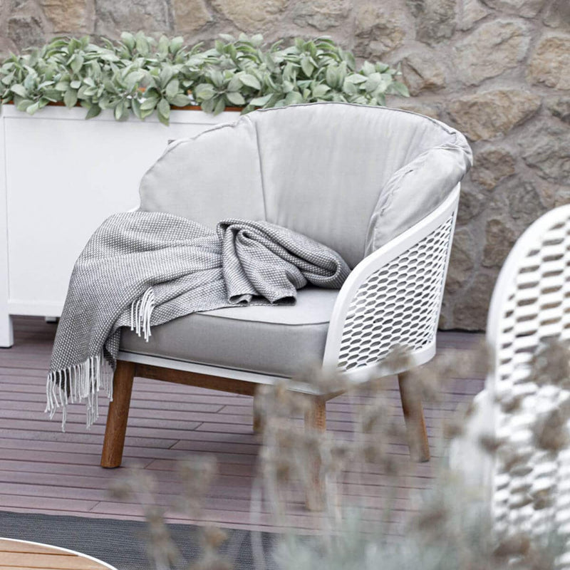 Luxury Metal Patio Armchair With Teak Legs | Cyrano Armchair Atmosphera