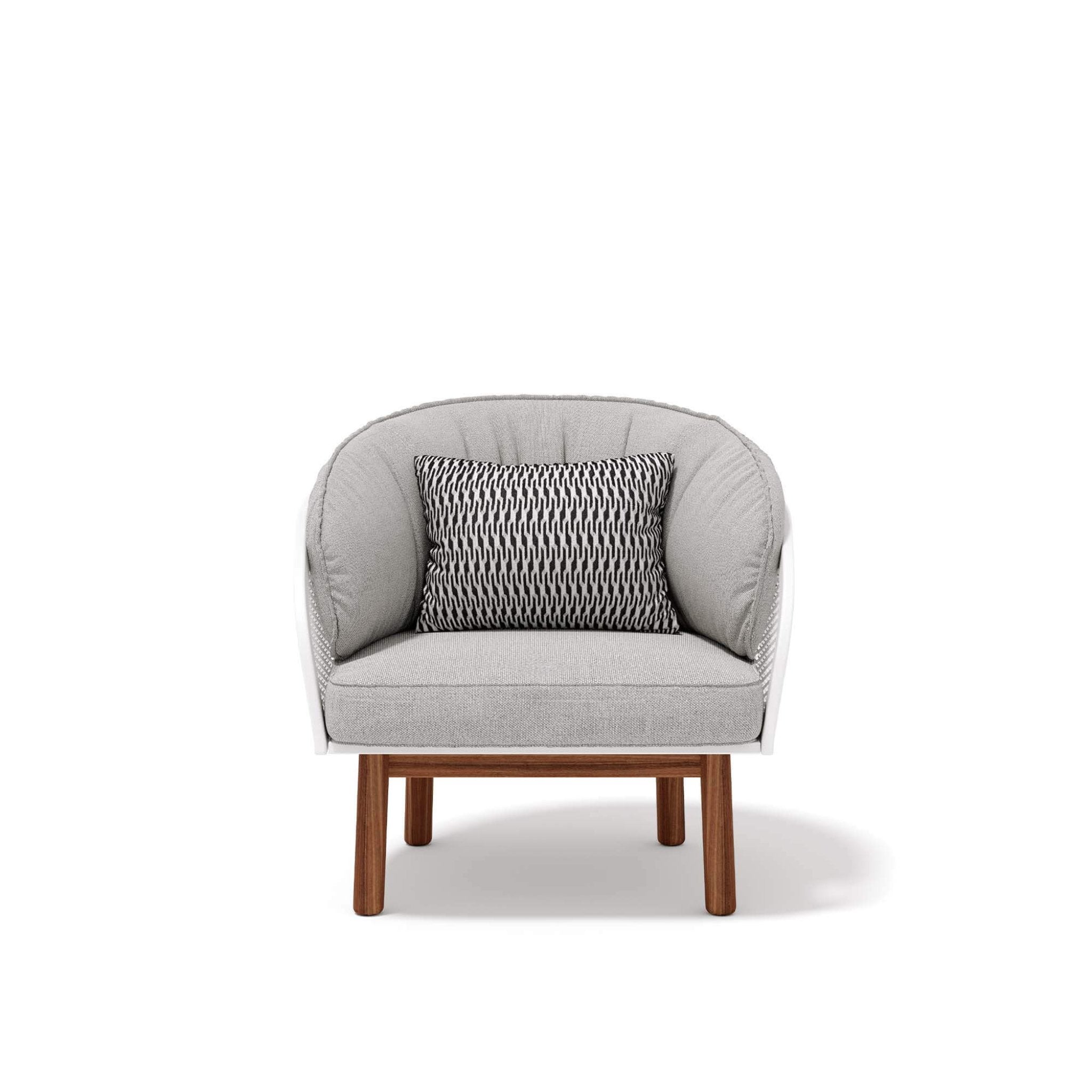 Luxury Metal Patio Armchair With Teak Legs | Cyrano Armchair Atmosphera