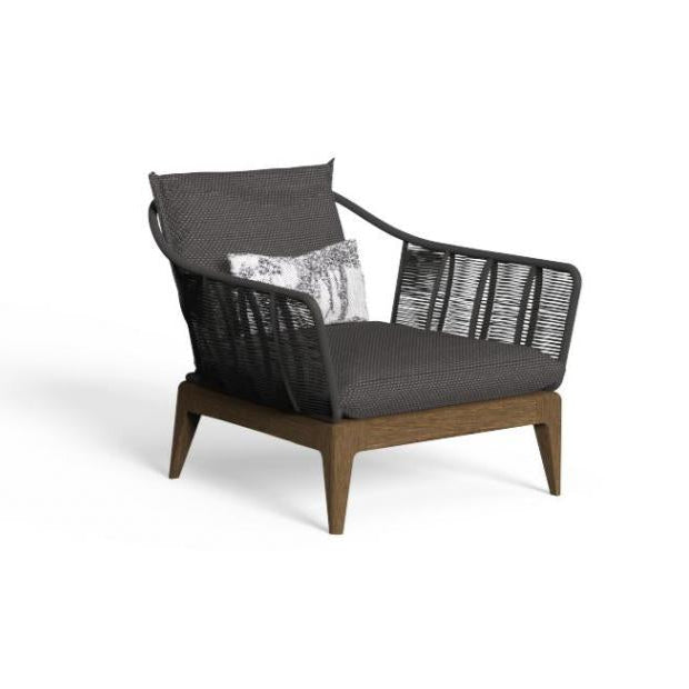 Modern Teak Lounge Chair | High Quality Outdoor Armchair | Teak and Woven Rope Chair | Contemporary Lounge Seating | Cruise by Talenti