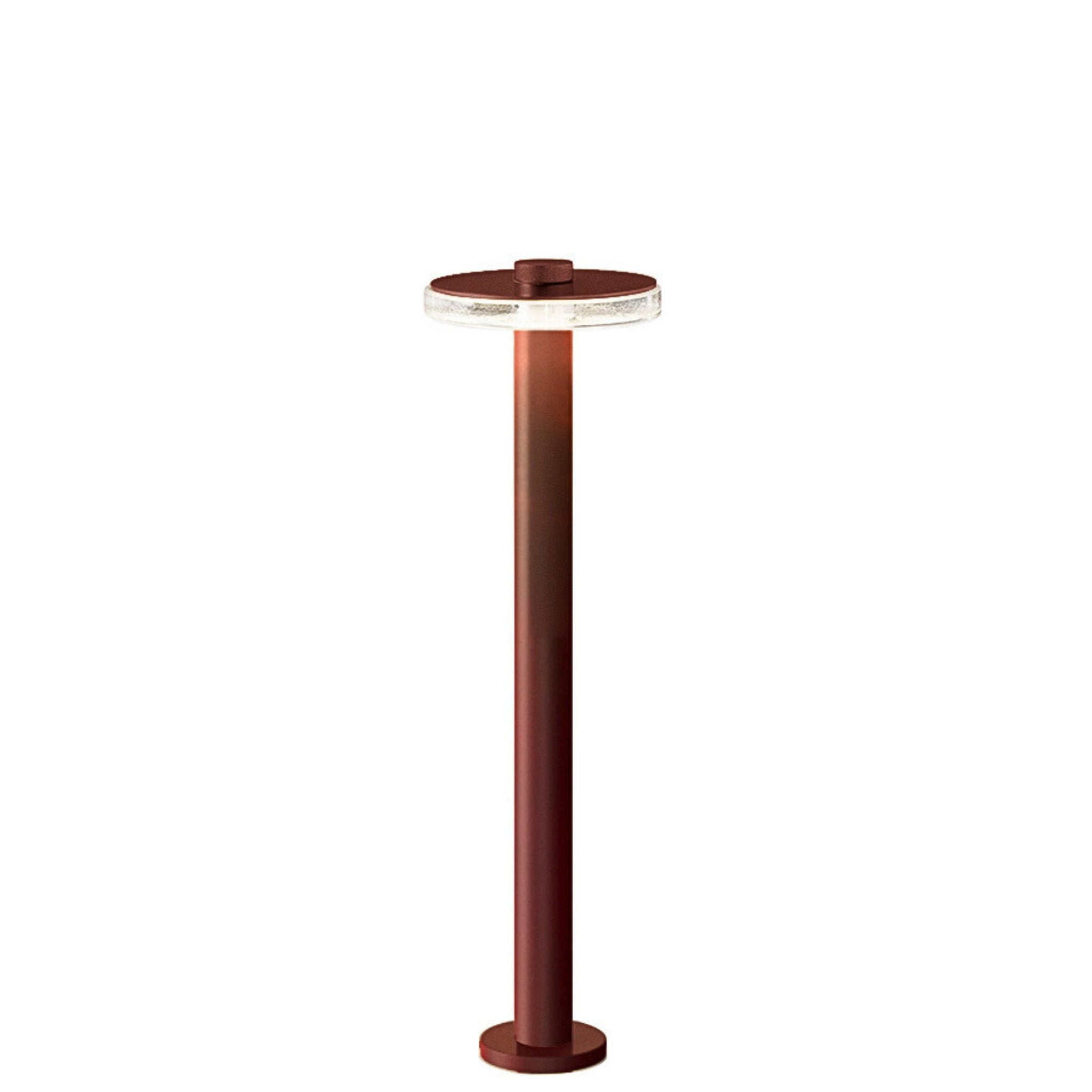 Modern Brass & Teak 70cm Outdoor Bollard | IP65 | Panzeri Venexia Bollard Medium Corten