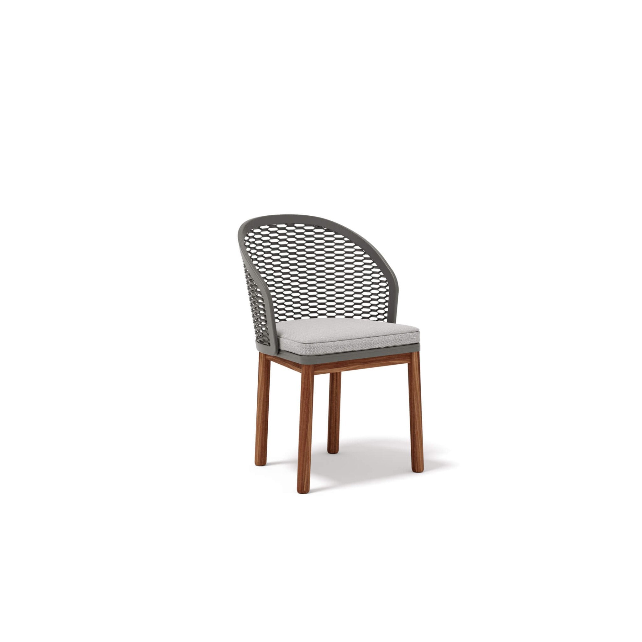 Modern Metal Garden Dining Chair With Teak Legs | Cyrano Dining Chair Atmosphera | Grey