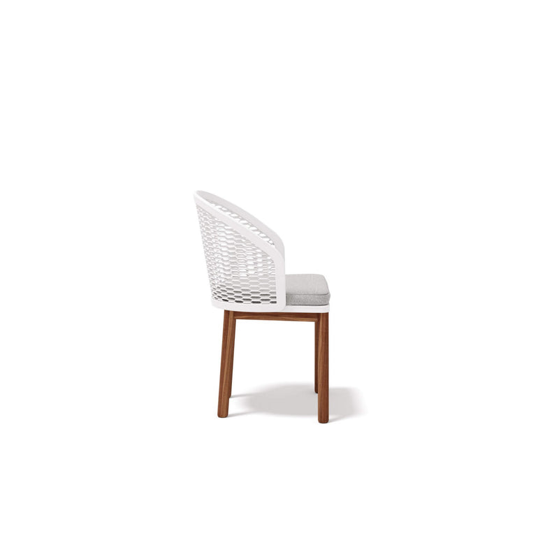 Modern Metal Garden Dining Chair With Teak Legs | Cyrano Dining Chair Atmosphera | White