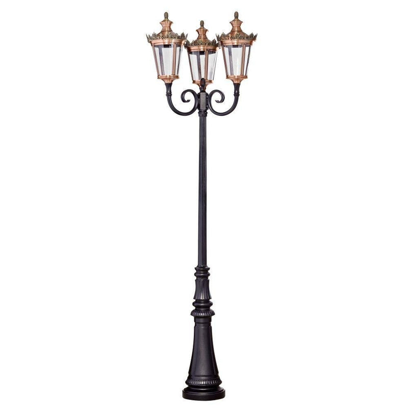 Ornate Triple Lantern Garden Lamp Post IP65 | Roger Pradier Louvre Floor M10