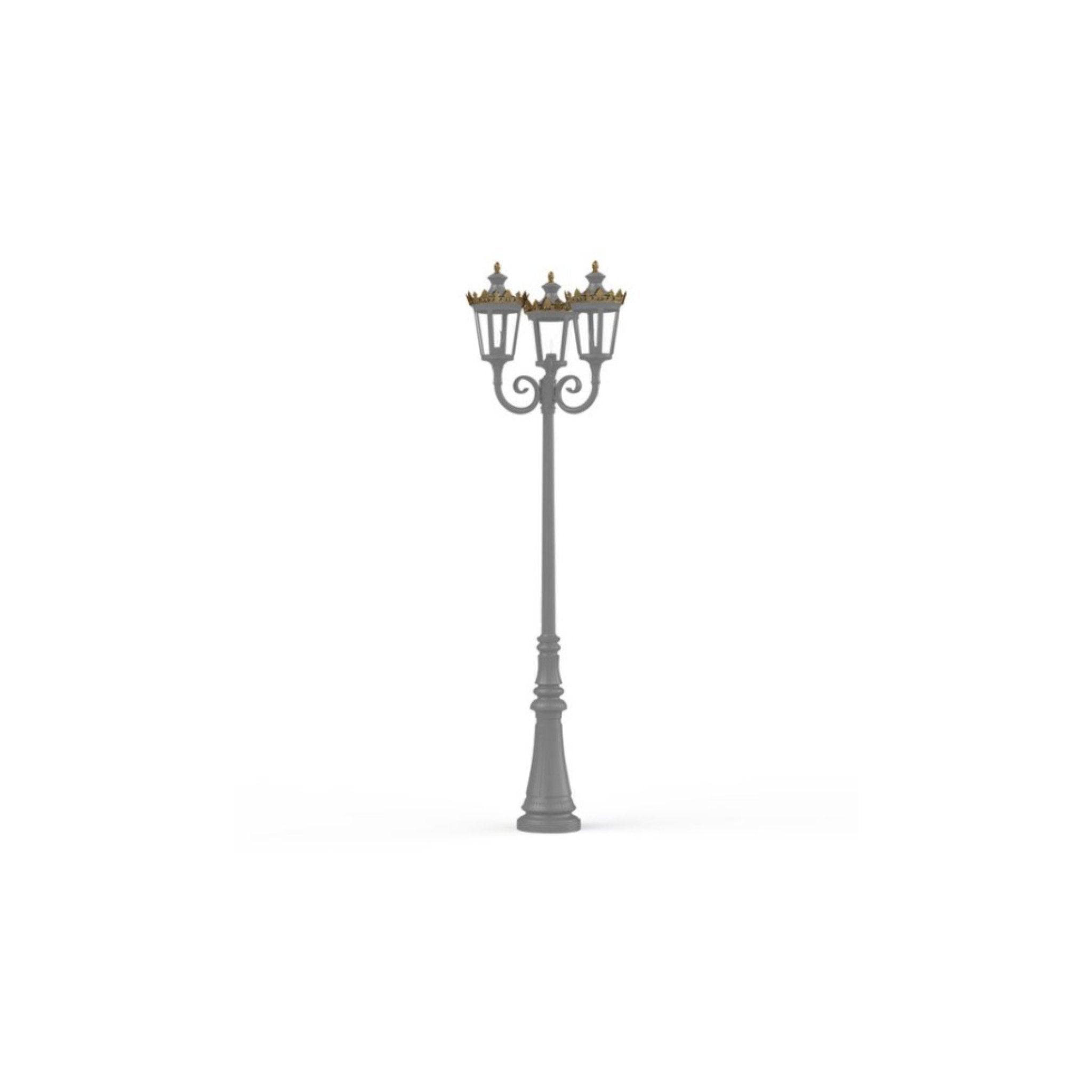 Ornate Triple Lantern Garden Lamp Post IP65 | Roger Pradier Louvre Floor M10