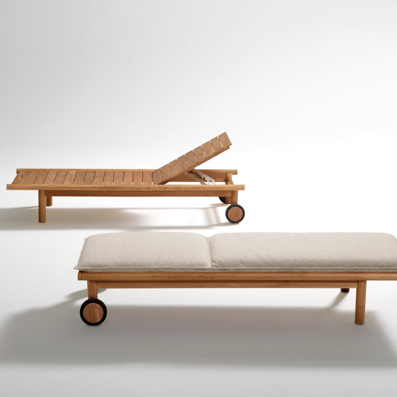 Premium Teak Single Sunbed With Wheels | Atmosphera Panama  Lettino - Chaise Longue