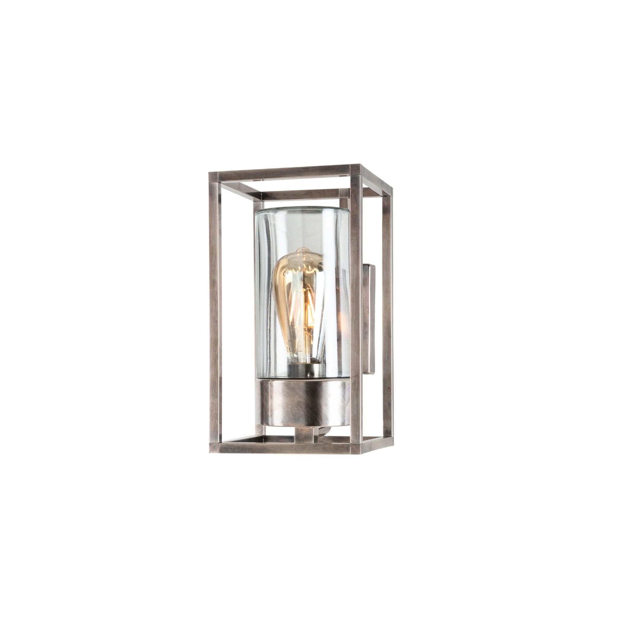 Rectangular Caged Brass Outdoor Wall Light | Cubic 3364 Moretti Luce
