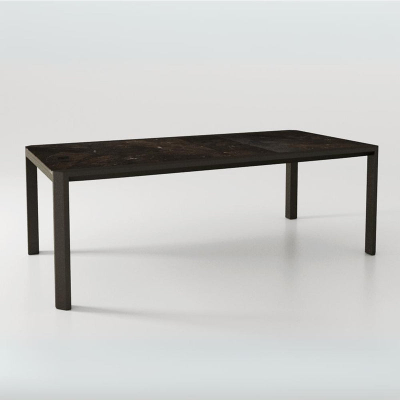 Rectangular Extendable Outdoor Dining Table With Stone Table Top | Braid Metropolitan Dining Table | 104.008