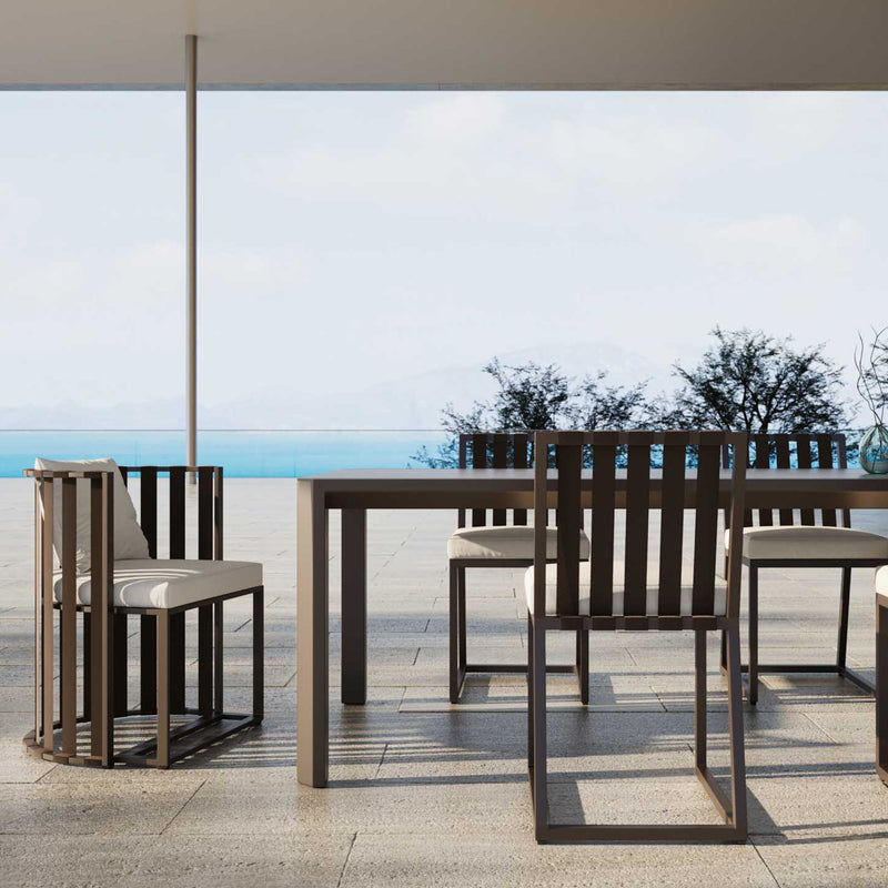 Rectangular Extendable Outdoor Dining Table With Stone Table Top | Braid Metropolitan Dining Table | 104.008