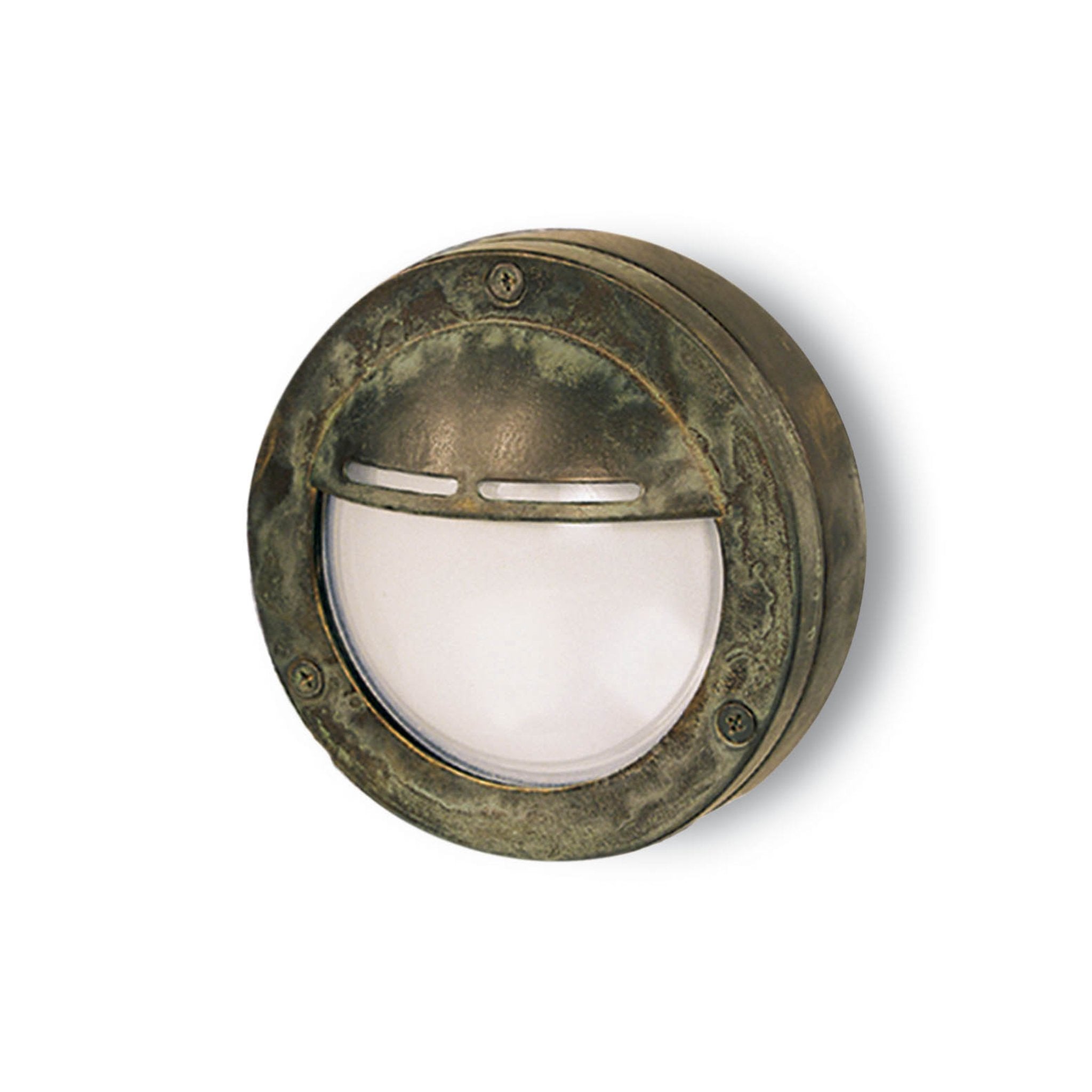 Small Round Brass Garden Wall Sconce IP44 | Moretti Luce Cocci 186