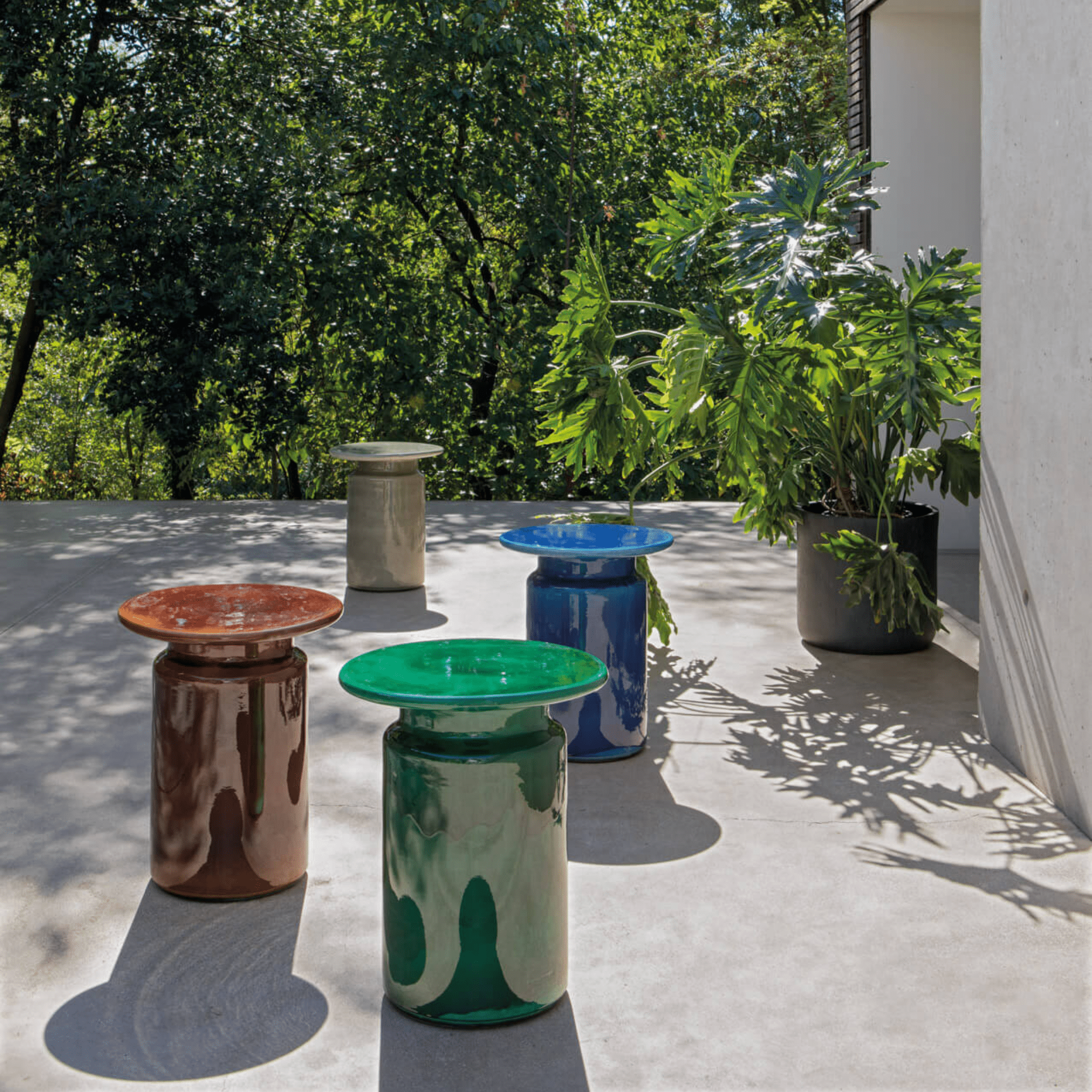 Sustainable Glazed Ceramic Garden Side Table | Panarea Atmosphera