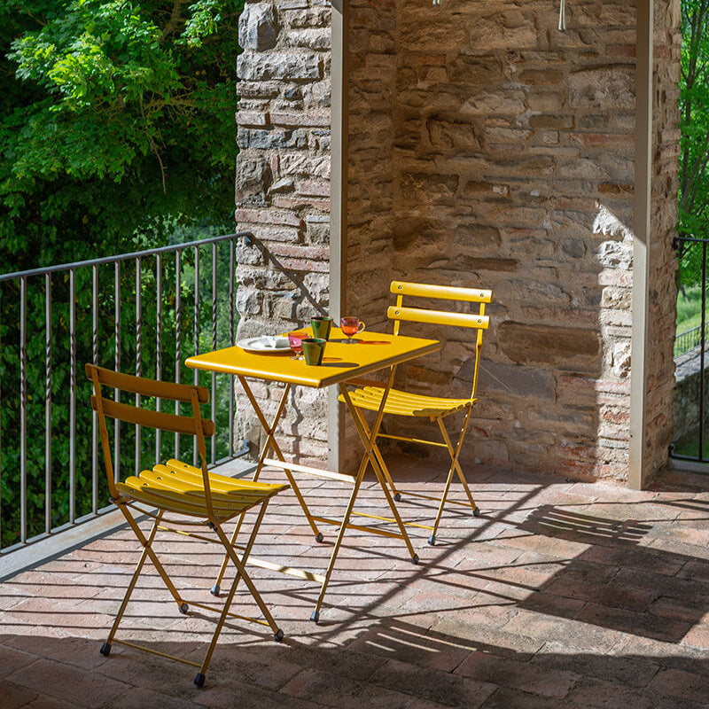 Yellow Folding Garden Table and Chairs | Rustic Terrace | EMU Arc en Ciel