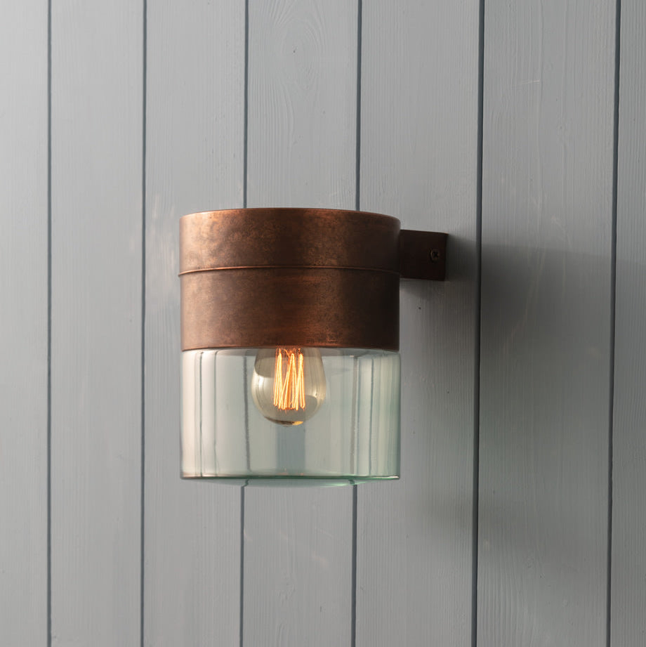 Copper and glass wall light | vintage-inspired outdoor sconce | decorative outdoor wall light | Toscot Chapeau