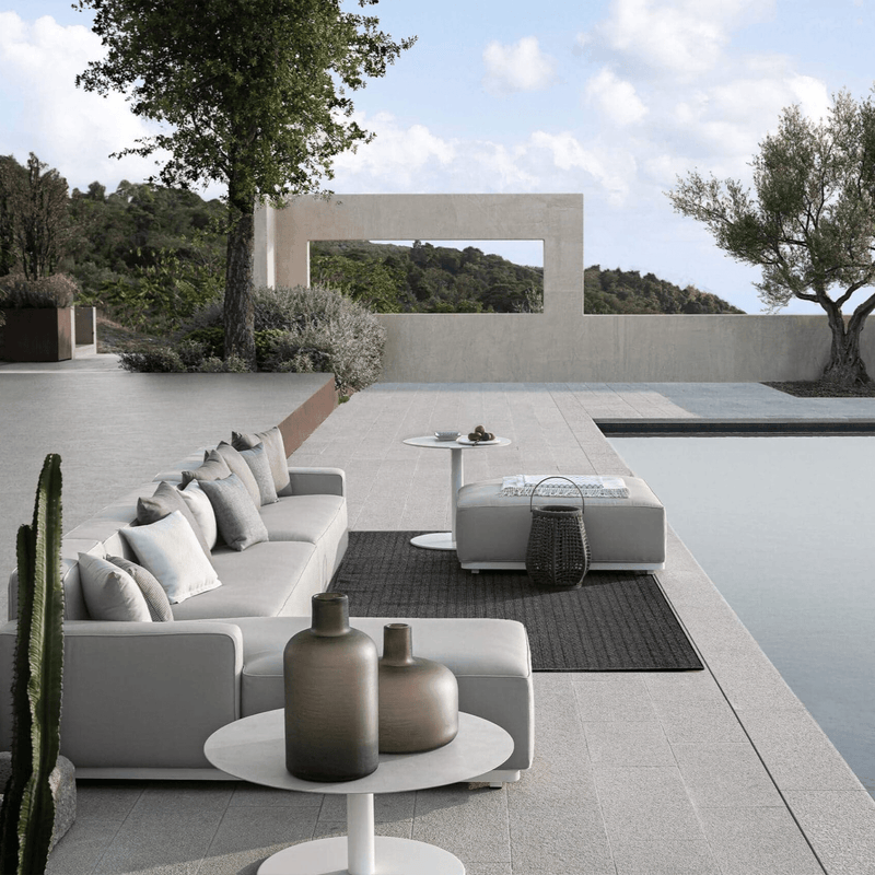 Circular White Coffee Table for Outdoor Terrace | Stylish Aluminium Design | Luxury Garden Furniture | Designed and Made in Italy
