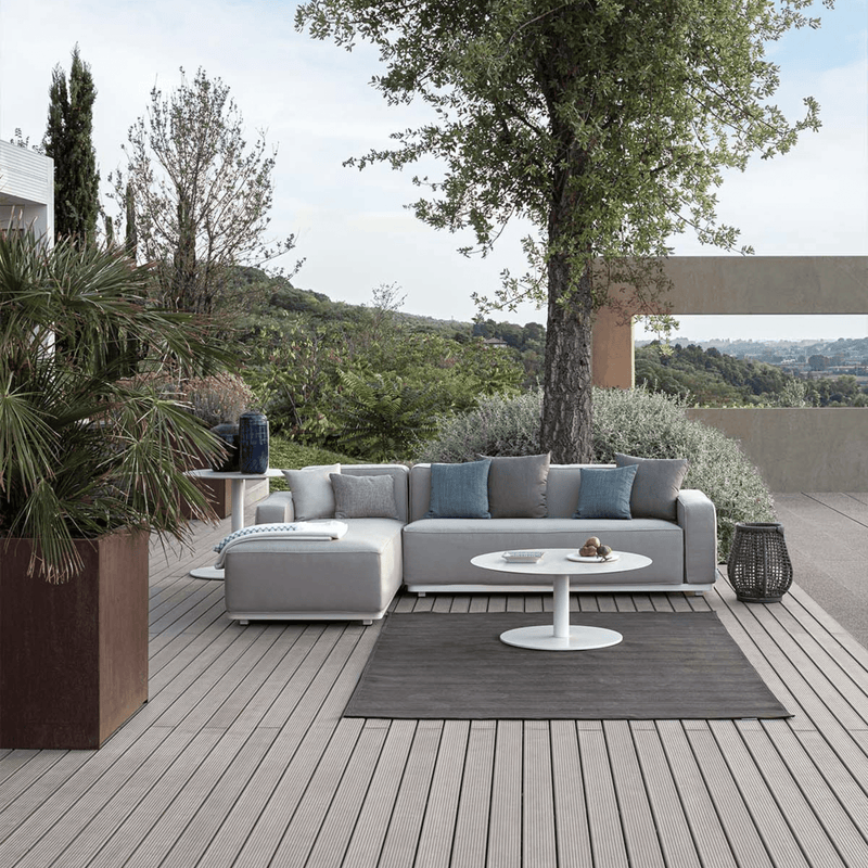 Circular Outdoor Coffee Table by the Poolside | Modern Aluminium Design | Luxury Outdoor Furniture | Graphite Grey Finish | Designed and Made in Italy