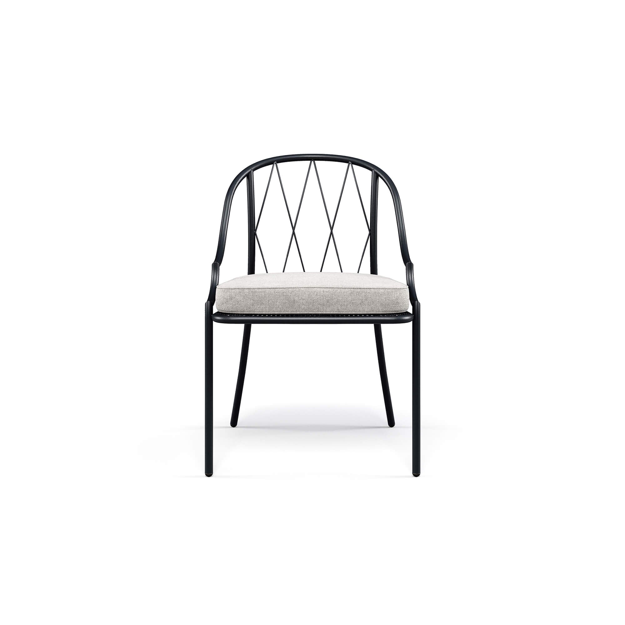 Classic Outdoor Armchair with Diamond Backrest | Luxury steel garden furniture | Black | Steel | Cushioned seating | EMU Como
