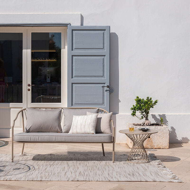 Classical Style Outdoor Steel Sofa | luxury Italian steel garden two-seater sofa | black white grey brown | EMU Como