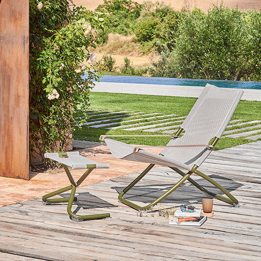 Colourful Fabric Garden Deck Chairs by the Pool | luxury outdoor lounge chairs | multiple colours | EMU Snooze
