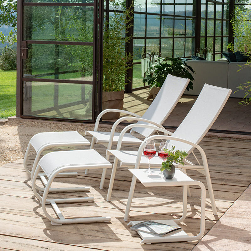 Compact Side Table with Loungers on Terrace | EMU Holly