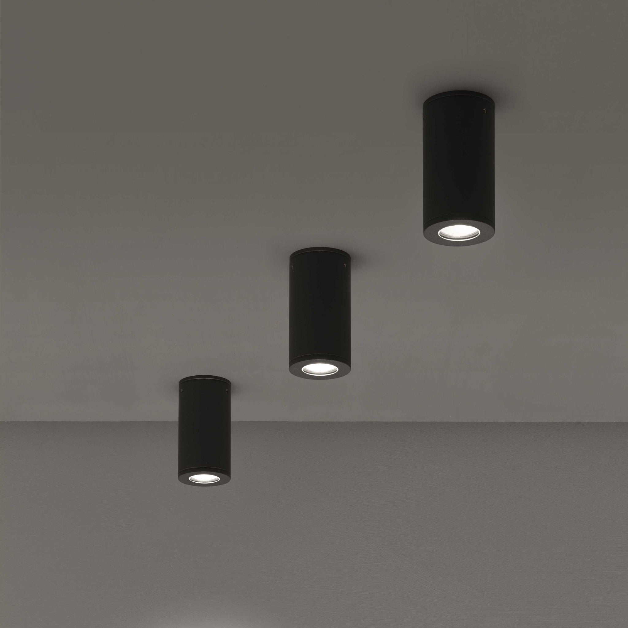: Cylindrical Outdoor LED Ceiling Spotlights in Graphite Finish | Landa Lyras