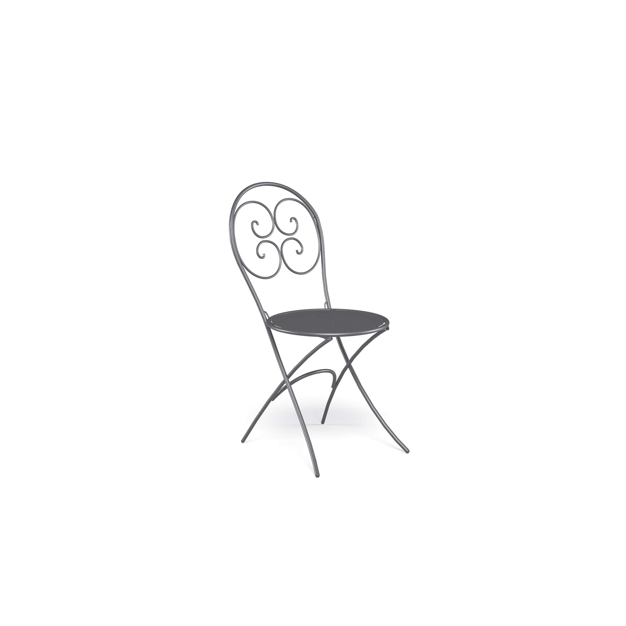 Foldable Metal Garden Chair Side View | Classic French Bistro Chair | Weather-Resistant Outdoor Dining Furniture | High-End Patio Seating | EMU Pigalle