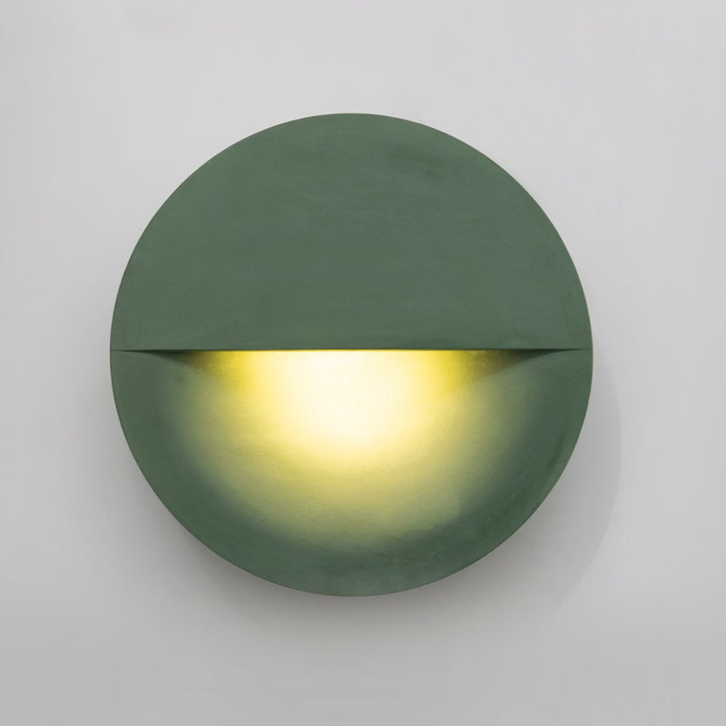 Illuminated Green Concrete Disc Wall Light | Contemporary Outdoor Wall Lighting | Minimalist Garden Design | 9010 Levico Wall