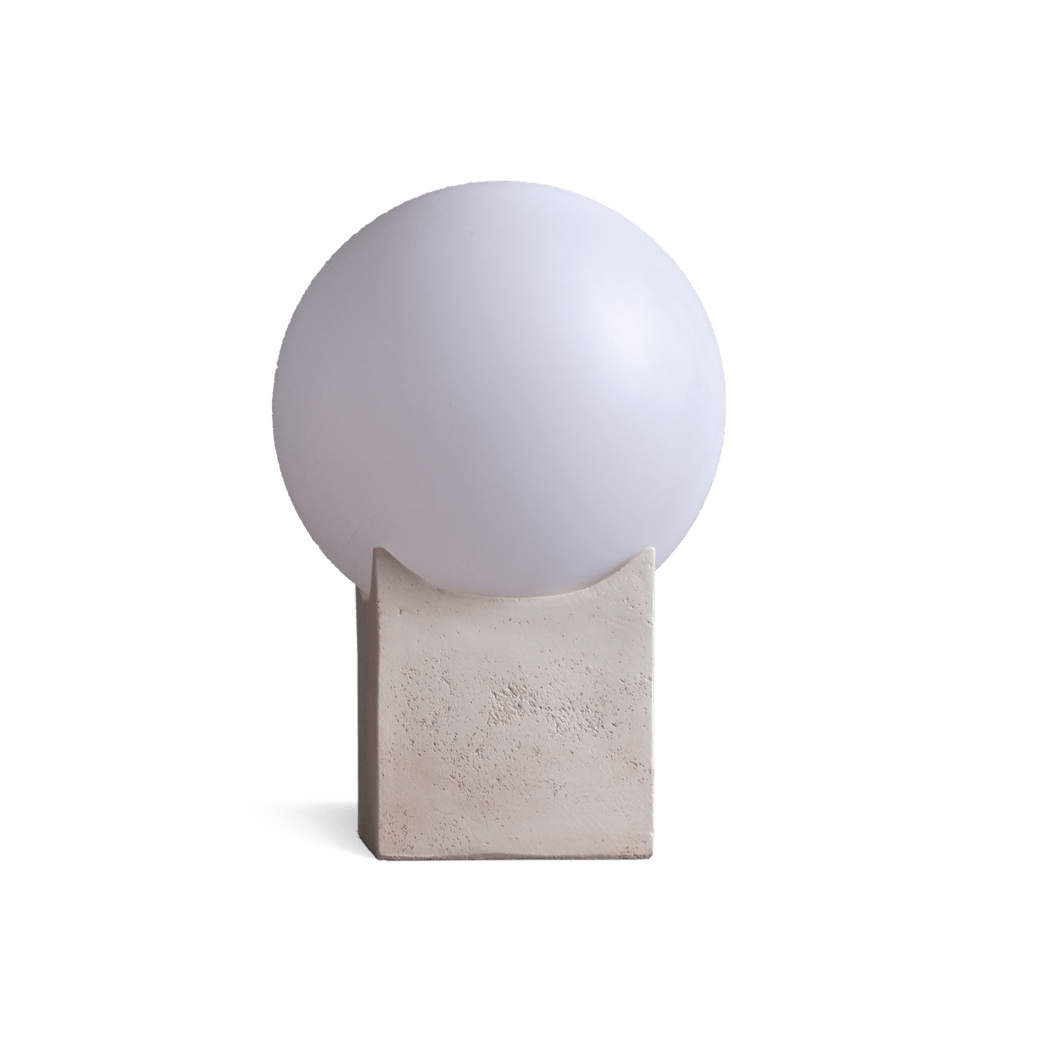 Globe Contemporary Exterior Floor Lantern | high-end acrylic globe garden lamp | Toscot Atlante | white orange | small medium