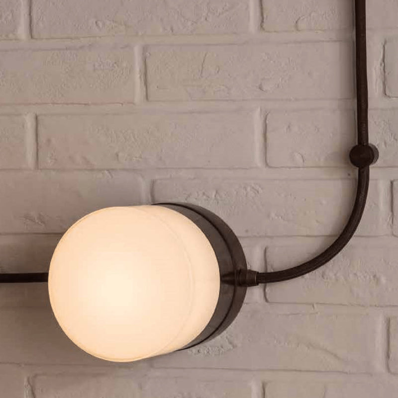 Industrial Glass and Metal Wall Light | modern vintage-style wall fixture | black and brass finish | Toscot Chapeau