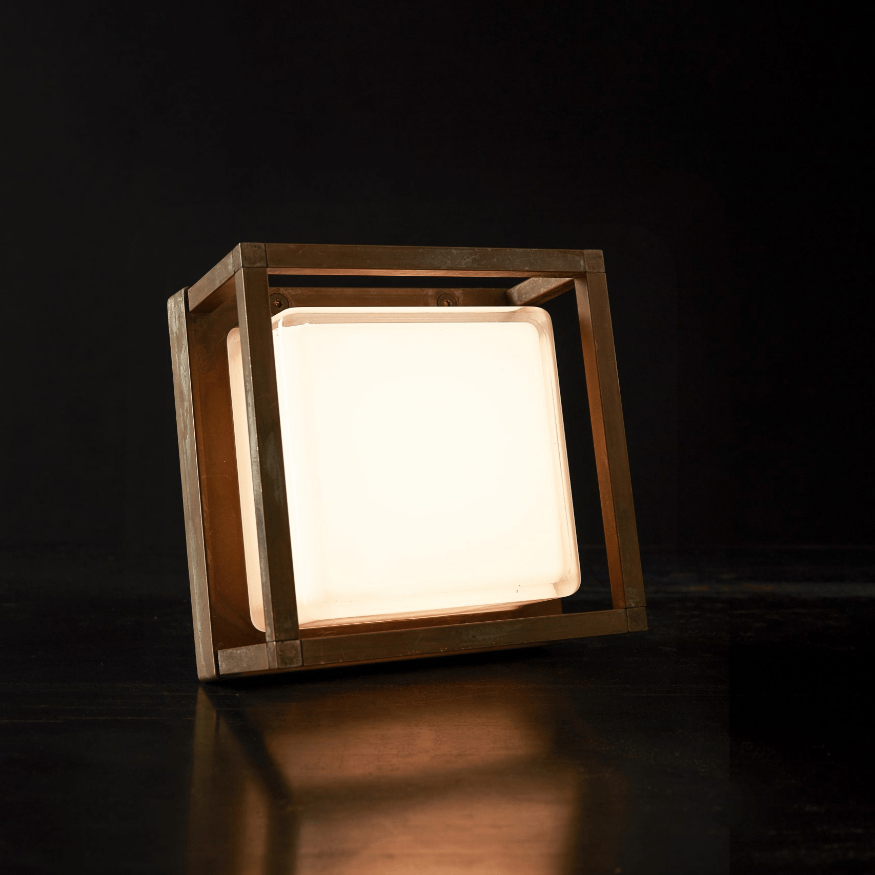 Industrial Square Exterior Wall Lamp | Luxury Outdoor Wall Lamp | Metal Exterior Wall Lamp | High End Outdoor Lighting | Ambient Night Setting | Moretti Luce | Designed and Made in Italy