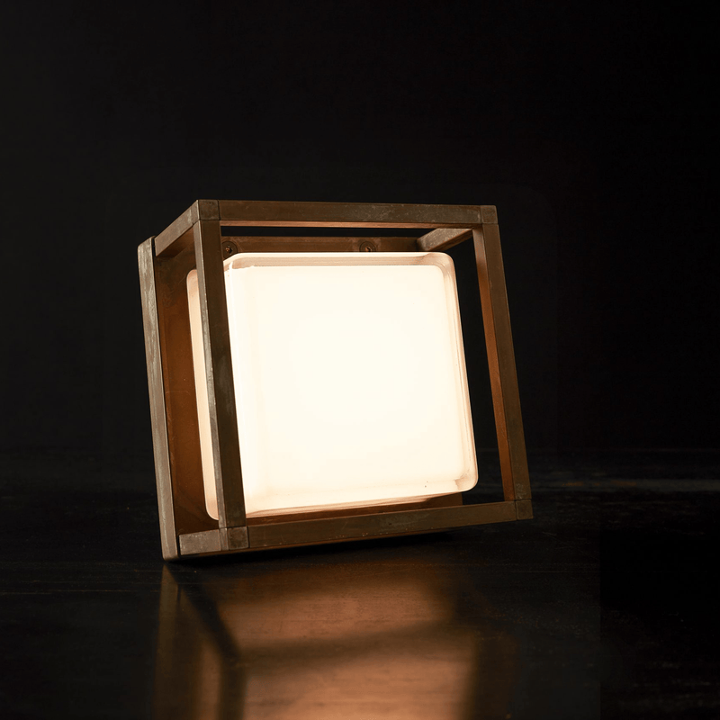 Industrial Square Exterior Wall Lamp | Luxury Outdoor Wall Lamp | Metal Exterior Wall Lamp | High End Outdoor Lighting | Ambient Night Setting | Moretti Luce | Designed and Made in Italy