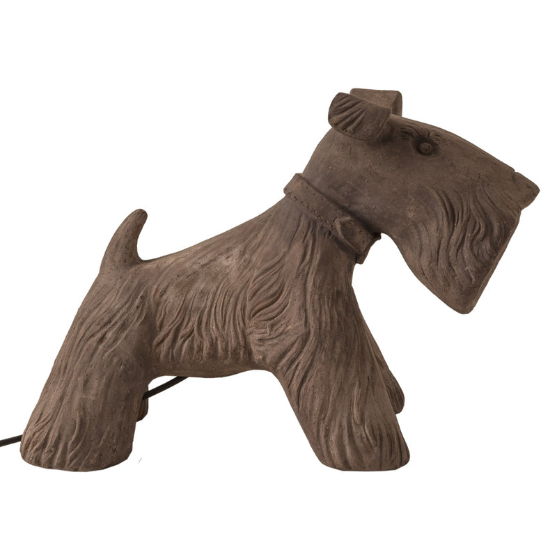 Side profile of the Decorative Scottish Terrier Floor Light in dark grey | Italian artisan dog-shaped floor lamp | Luxury outdoor decorative lighting | Toscot Jules