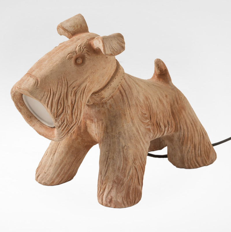 Decorative Scottish Terrier Floor Light in terracotta | High-end outdoor dog lamp | Italian decorative dog floor lamp | Luxury handcrafted outdoor lighting | Toscot Jules