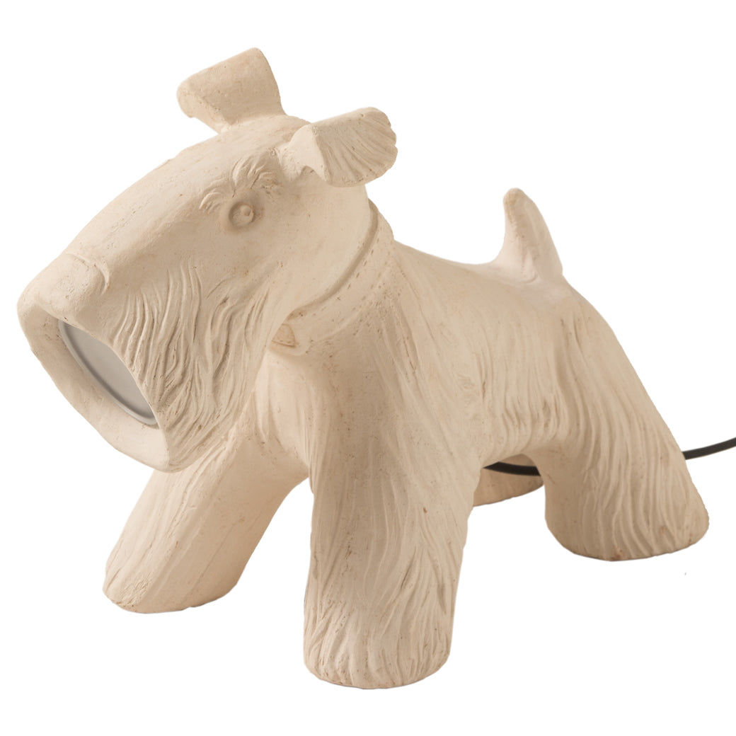 Decorative Scottish Terrier Floor Light in white | High-end outdoor dog lamp | Italian terracotta dog floor lamp | Luxury exterior lighting | Toscot Jules