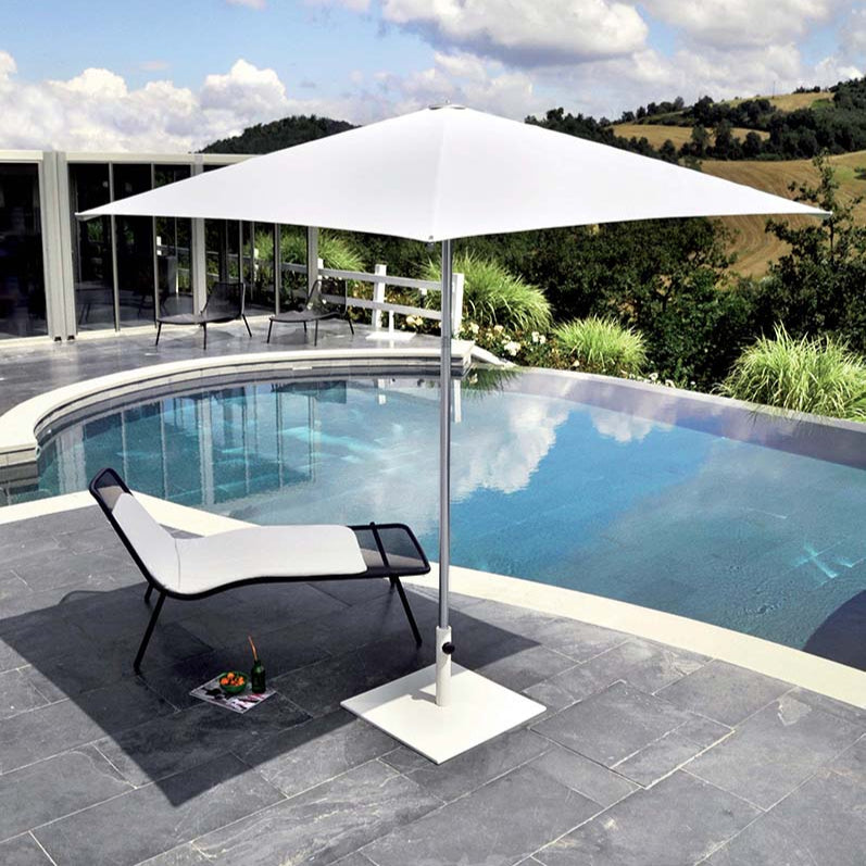 Large Poolside Sunshade in White | Elegant Garden Parasol with Aluminium Base | EMU Piazzetta