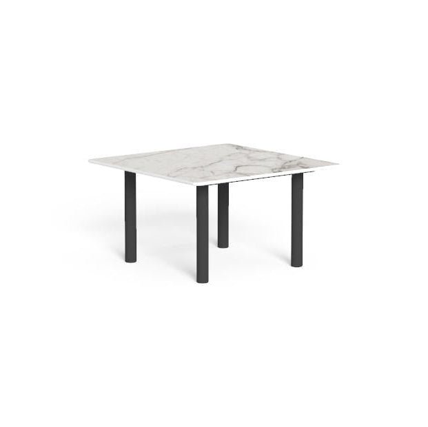 Large Square Marble Outdoor Side Table | Graphite Legs | Calacatta Marble Top | Talenti Panama