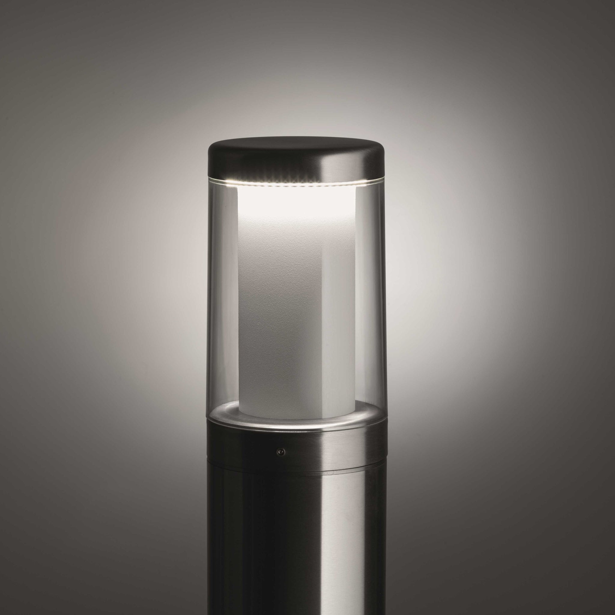 Contemporary Tubular LED Exterior Bollard | Luxury Outdoor Pathway Light | IP65 Warm White LED | Landa | Titano Inox