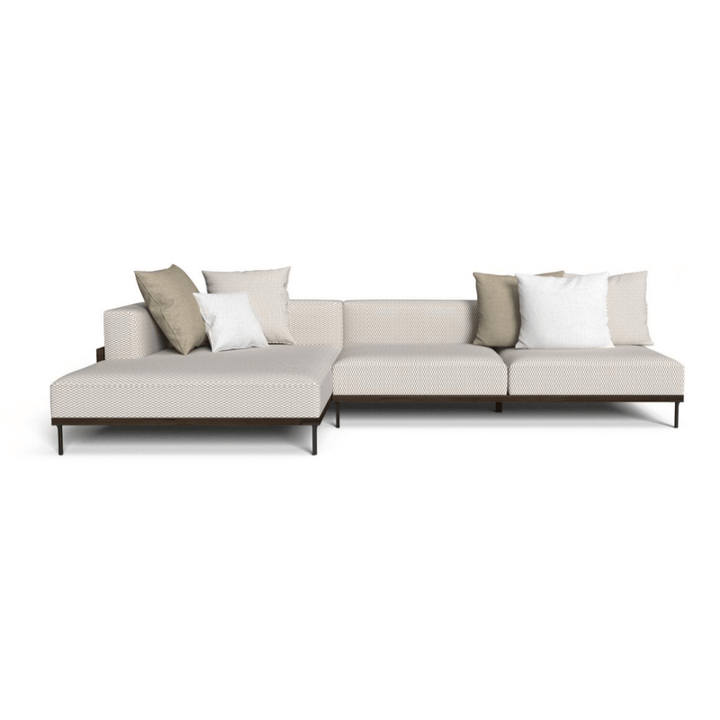Luxury Modular Outdoor Sofa | Teak Frame | Weather-Resistant Fabric | High-End Garden Seating | Talenti CleoSoft | Light Beige White Grey