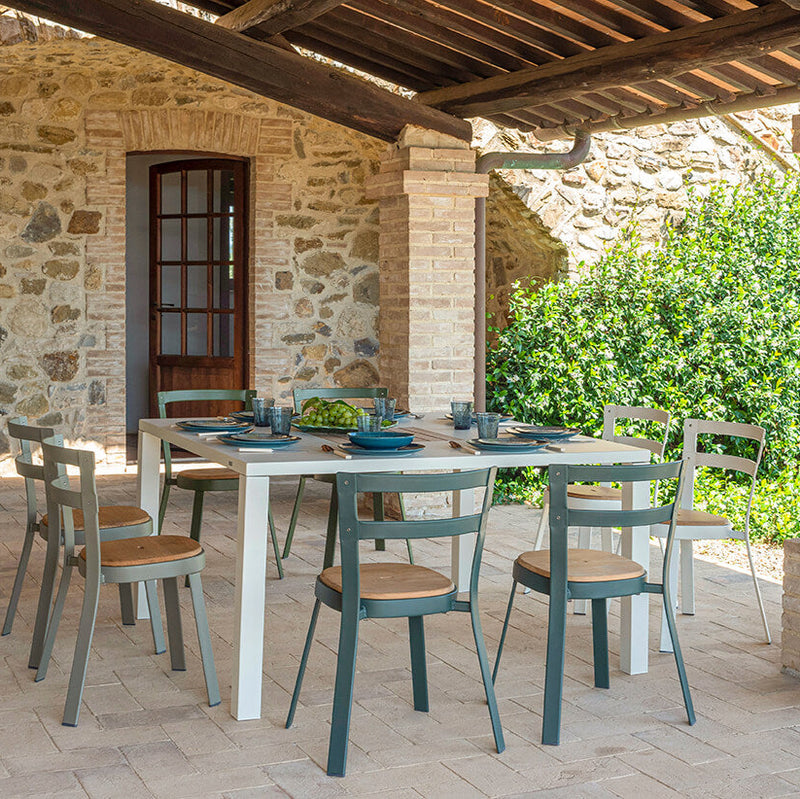 Luxury Outdoor Dining Set with Metal and Teak Chairs | High End Garden Furniture | Elegant Outdoor Dining Solution | Premium Patio Dining Collection | EMU Thor