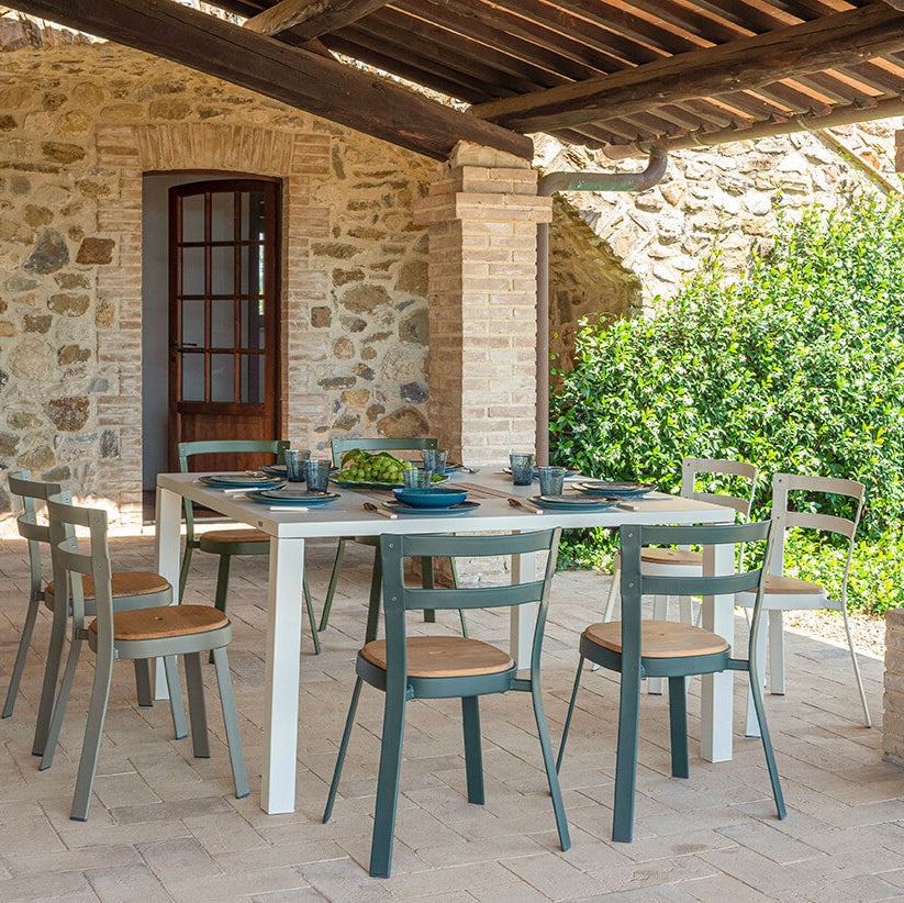 Luxury Outdoor Dining Set with Metal and Teak Chairs | High End Garden Furniture | Elegant Outdoor Dining Solution | Premium Patio Dining Collection | EMU Thor
