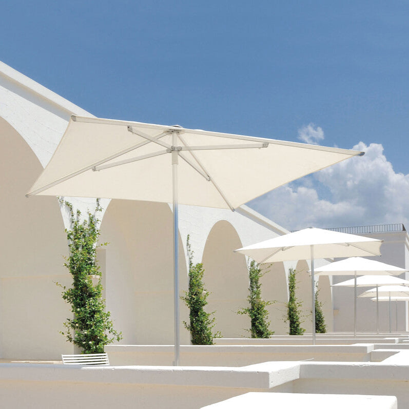 Luxury Outdoor Sunshade Installation | White Garden Umbrellas for Shaded Terraces | EMU Piazzetta