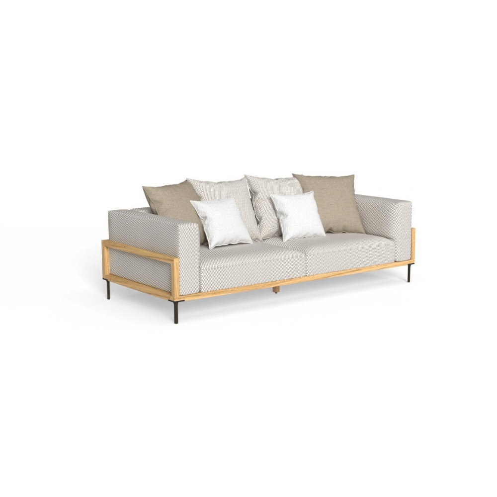 Luxury Outdoor Teak Three-Seater Sofa | Elegant Garden & Patio Seating | Premium Wooden Frame | Talenti CleoSoft