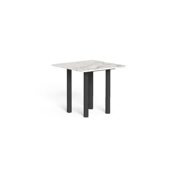 Luxury Square Marble Outdoor Side Table | Graphite Legs | Calacatta Marble Top | Talenti Panama