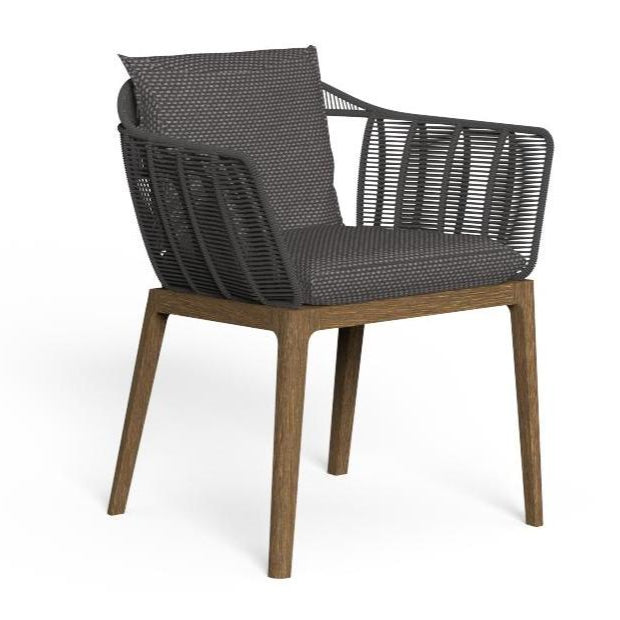 Luxury Teak Dining Chair Dark Grey | Talenti Cruise | Outdoor Dining Seating | High-End Teak Chair