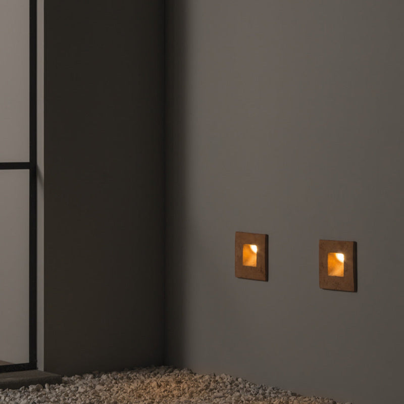 Minimalist Outdoor Recessed Square Wall Light | Italian LED step light | Modern clay wall sconce | White Orange Black Grey Brown | IP65 | Toscot Square