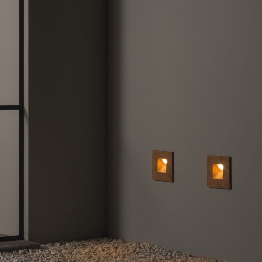 Minimalist Outdoor Recessed Square Wall Light | Italian LED step light | Modern clay wall sconce | White Orange Black Grey Brown | IP65 | Toscot Square