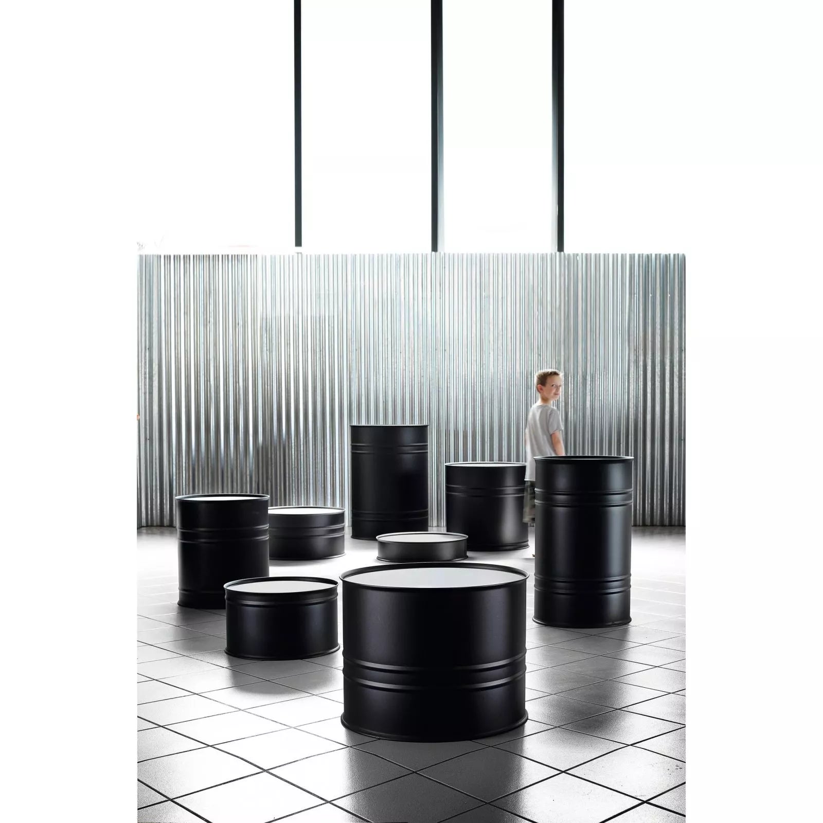 Modern Outdoor Steel Side Tables in Varying Heights | luxury garden furniture | stool, side table or planter base | stainless steel | Zava Luce | Tank
