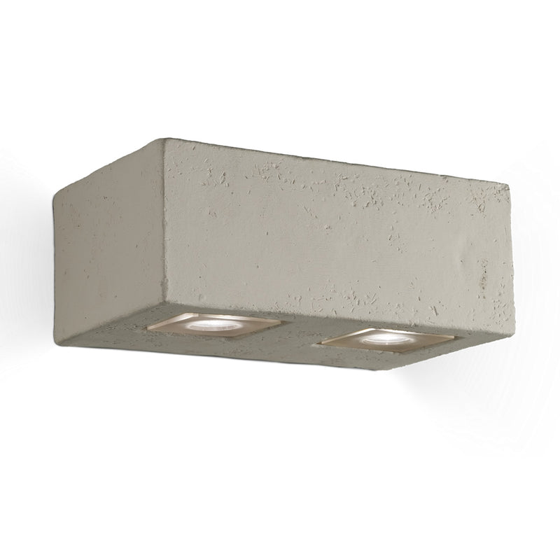 Modern Rectangular Clay Wall Light | Double LED Outdoor Sconce | IP65 Clay Wall Lamp | Toscot Smith
