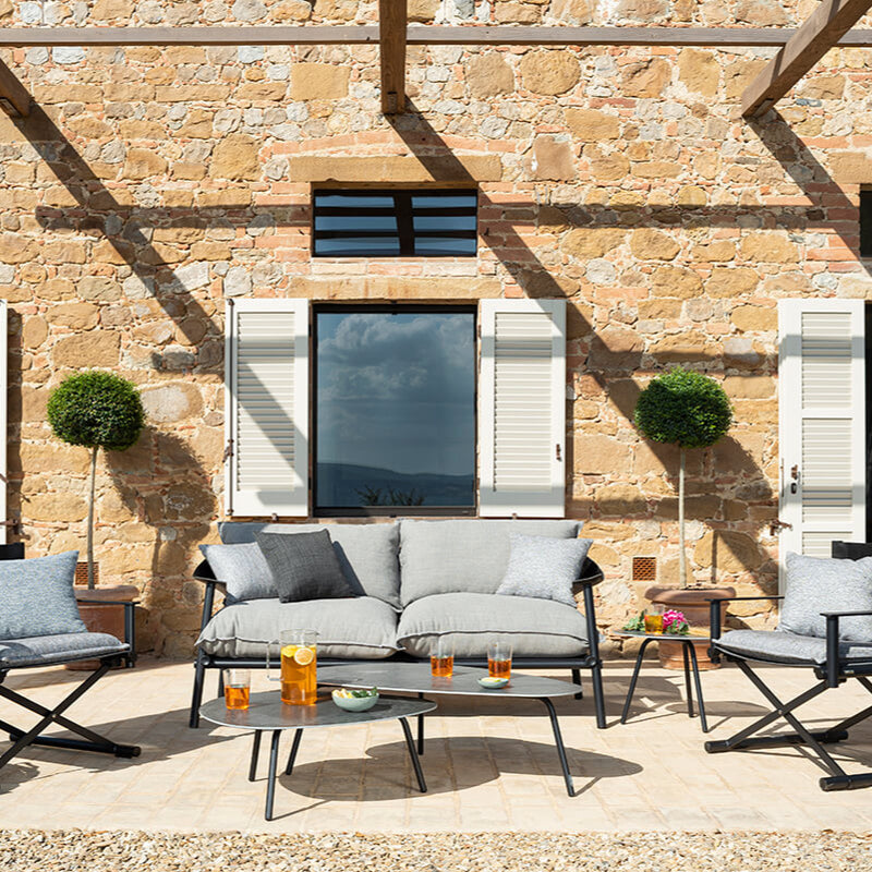 Outdoor Lounge Setting with Large Coffee Table | Italian Luxury Garden Furniture | High-End Outdoor Seating and Tables | Coastal Patio Decor | EMU Terramare