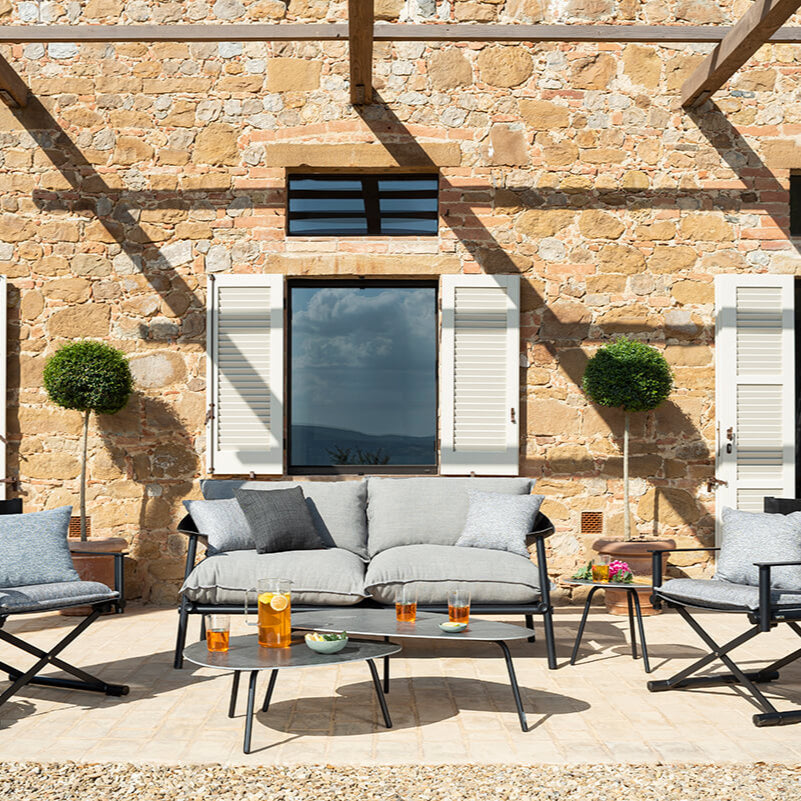 Outdoor Lounge Setting with Large Coffee Table | Italian Luxury Garden Furniture | High-End Outdoor Seating and Tables | Coastal Patio Decor | EMU Terramare